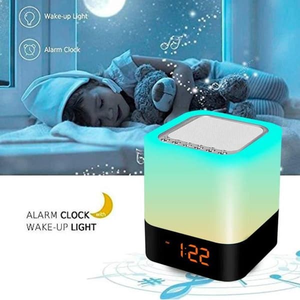 Bluetooth-högtalare Touch väckarklocka LED-ljus MP3/Radiospelare och stämningsbelysning