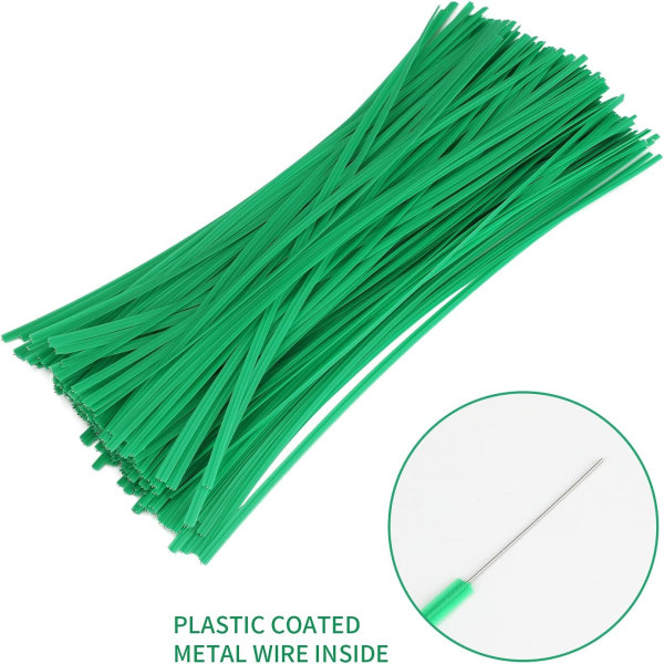 200 20cm fleksible hagebånd, grønne myke plantebånd, plastbelagte plantebånd for binding av plantebusker, flerbrukskabelposebånd