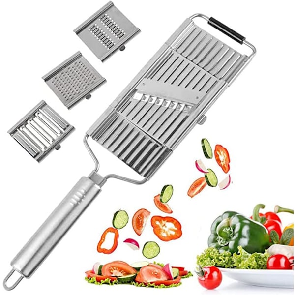 4-i-1 Multifunktionell Grönsaksrivare Set, Ost Rivjärn och Grönsakshackare i Rostfritt Stål med 4 Justerbara Blad för Grönsaker, Frukt, Rivning