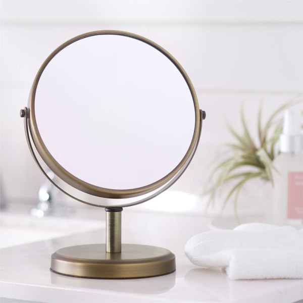 Moderne dobbeltsidet makeupspejl, tin, 10 cm