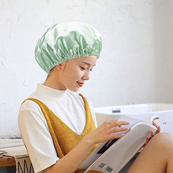 32cm store brusekapper, 2 genanvendelige brusekapper til kvinder, elegante elastiske spa-hætter, dobbeltlags badehætter til voksent langt hår