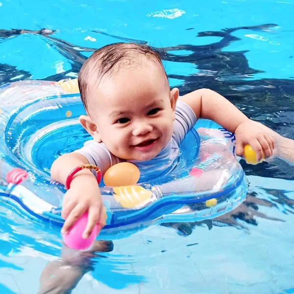 Baby Pool Flydere, Oppustelig Baby Pool Flyde, Toddler Svømningstræning til Spædbørn fra 4-48 Måneder (blå)