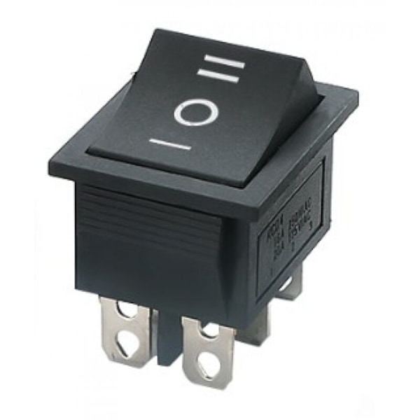 Vippströmbrytare, on-off-on, 6 terminaler, 16A 250VAC, svart, 2 st