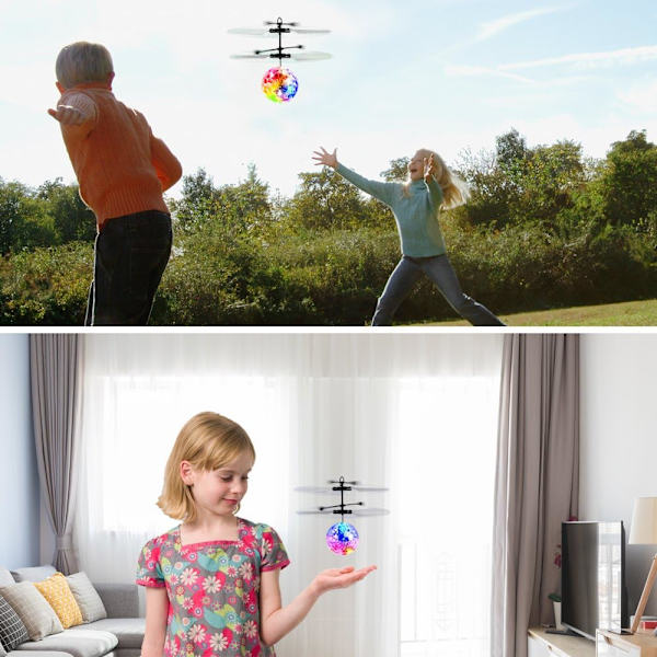 Lysende flygende ball, flygende leketøy flygende spinner flygende ball helikopter fjernkontroll fly drone barn innendørs utendørs spill bursdagsgave