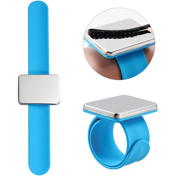 Blå - Magnetisk syputer pute, 1 stk magnetisk syputer armbånd, magnetisk syputer pute, magnetisk syputer pute med armbånd for