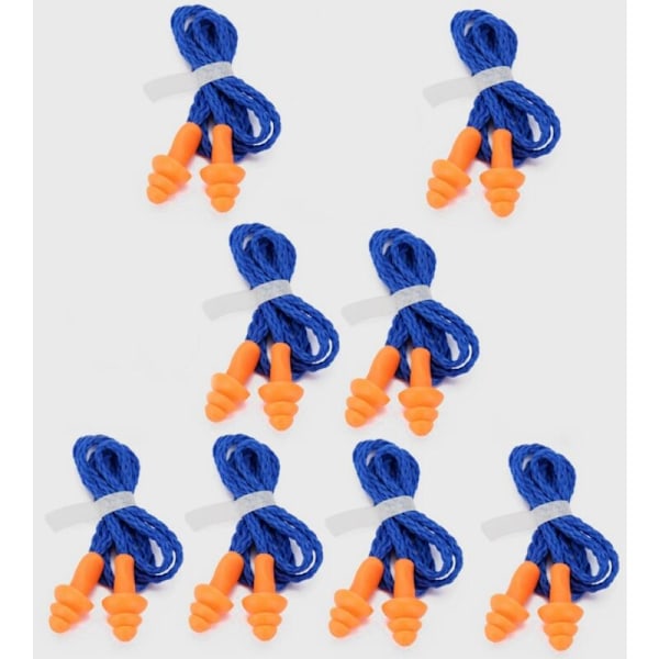 20 Par Återanvändbara Silikon Öronproppar med Snöre för Ljudreducering och Hörselskydd (Orange)
