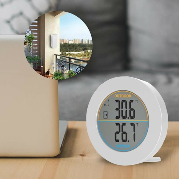 Indendørs og udendørs termometer, digitalt trådløst termometer med probesensorer, HD LCD-display temperaturdetektor, min/maks-hukommelse, trend, ℃/℉