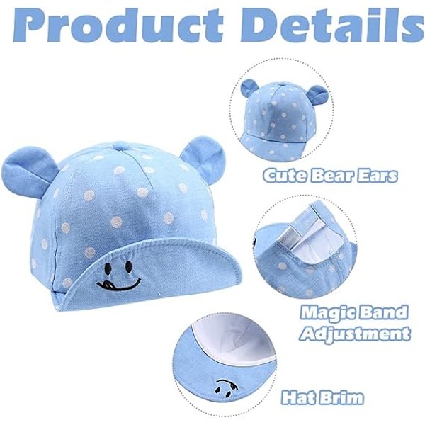 Bomull Baby Cap for Girl Boy Child Solhatt Justerbar Cap Vår Sommer Høst 6 til 24 måneder