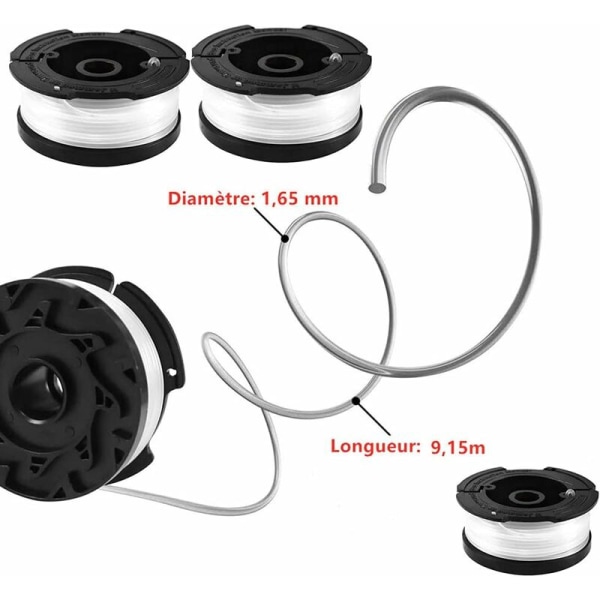 Spole Line Trimmer för Black and Decker String Trimmers, 8 Spolar av Brush Cutter Line med 2 Spole Covers och 2 Fjäder, Spolar A6481 A6485 Kompatib