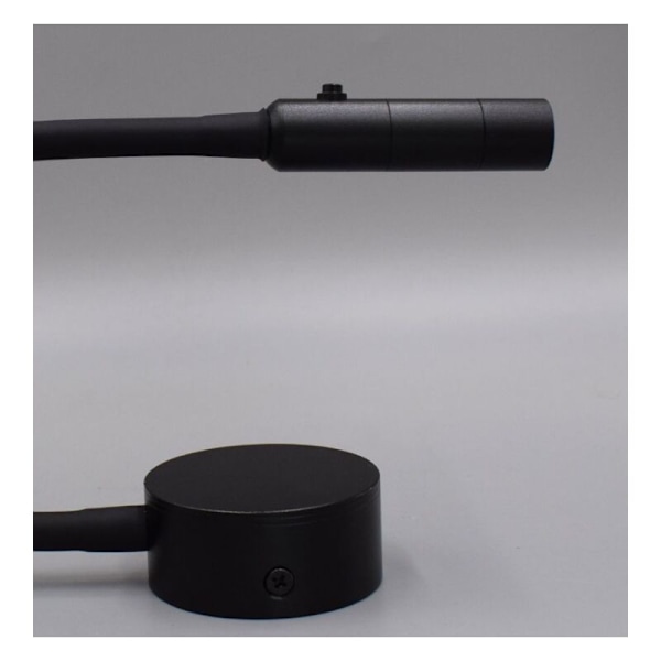 Svart leselampe, LED 3W 3000K svane svane lampe 3000K 240V veggleselampe med bryter for stue stue