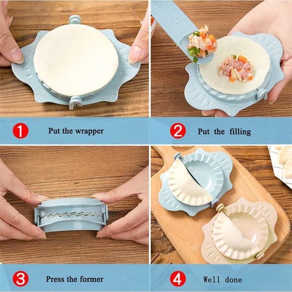 Blå/Beige - Sæt med 2 ravioli-formere i plast 13 x 8 cm