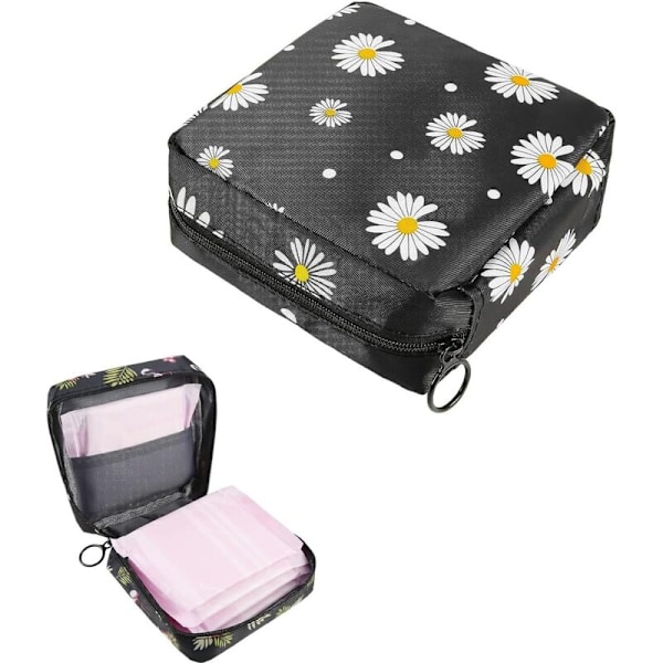 (Musta) Daisy-tyyppinen kuukautissuoja pussi, söpö sarjakuvahahmo, kannettava, suuri kapasiteetti, ostoskassi