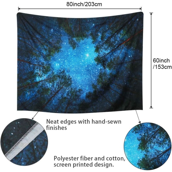 Vægtæppe Starry Forest Galaxy Tapestry Vægophæng Starry S