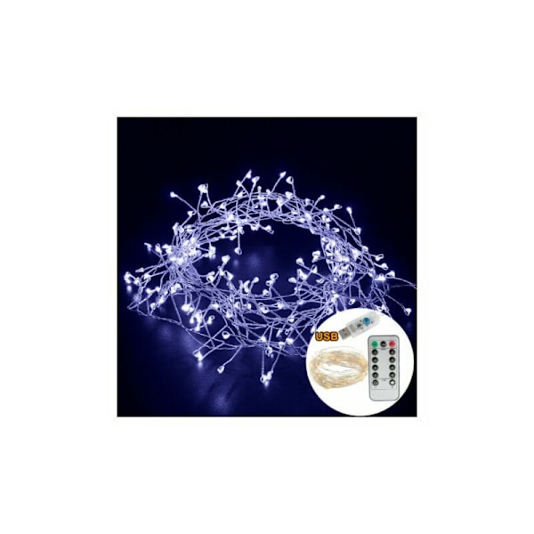 LED Fyrværkeri Fe Lys Vandtæt Lys Lys Lys 8 tilstande Juletræ Hus Hjem Hjem Ferie Ferie Indretning USB GUIRLAND (5 m200 LED'er, kold