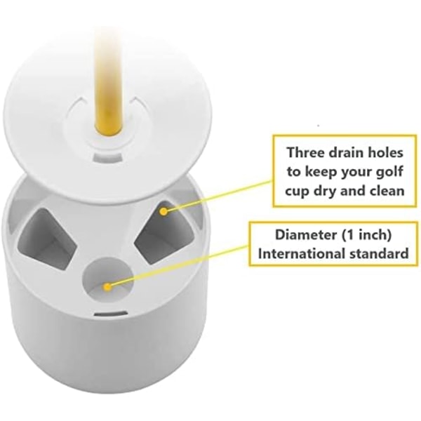 Golf-reiän puttauskuppi - 2 kappaleen sarja, ABS-norsunluu, koko 4 tuumaa syvä, reiän koko 17 mm