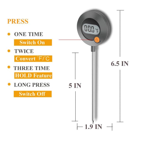 Kökstermometer Kötttermometer Snabb Digital Mattermometer med Magnet för Grill Stek Bakning Bröd Tårta