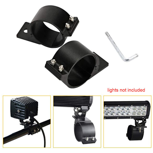 2 kiinnitystukea, alumiiniset kiinnityspihdit LED-autovaloille (3 \")