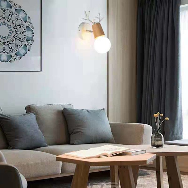 E27 Barnlampa för barn, kreativ julgran i trä, lämplig för sovrum, vardagsrum (träfärg)