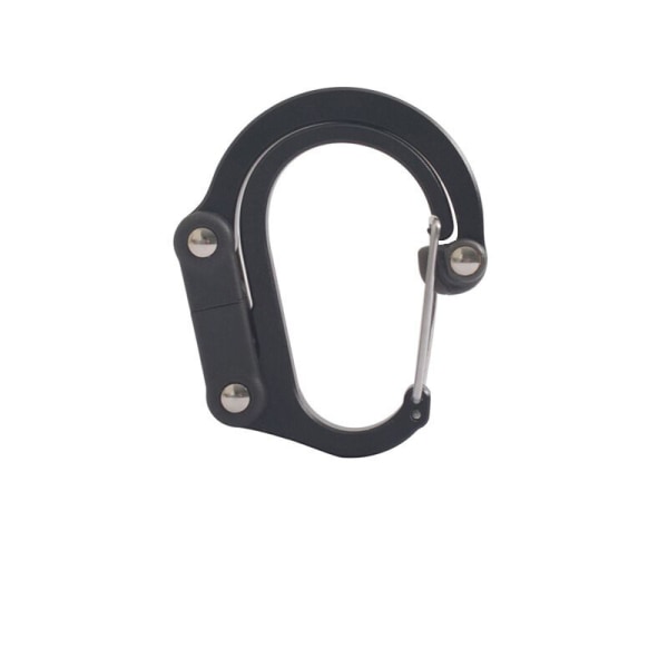 Svart 2-pack D-typ Multifunktionell roterande spänne karbinhake Utomhus reseomfång Aluminiumlegering karbinhake