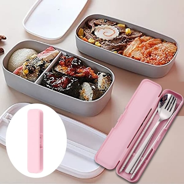 Bärbar besticklåda, 2 stycken bärbar resbesticklåda, bärbar bestickförvaringslåda, bestickförvaringsväska för arbete skola picknick resor
