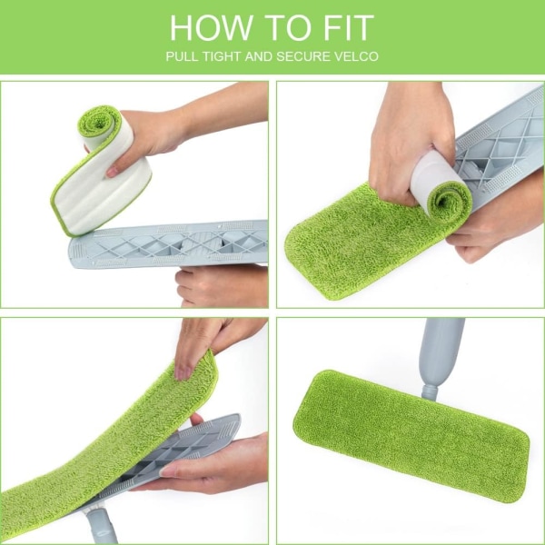 6 stk. moppehoveder (grønne) udskiftningspuder, mikrofiber spraymoppe til spraymopper