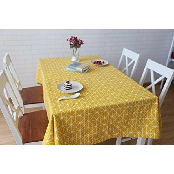 Rektangulær duk i bomull og lin, twill duk, enkel stil, varme- og fuktighetsbestandig (gul, 120×160cm)