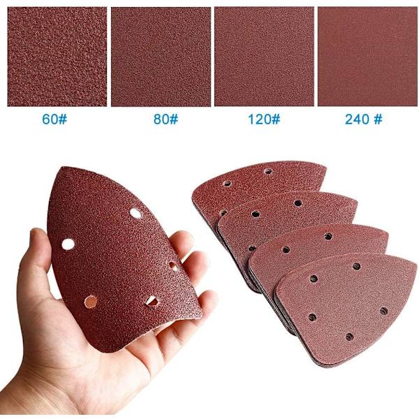 40-delt mus-detaljesandpapir, slibeskivekrog og løkkesæt 60/80/120/240 grit 5-huls detaljesandpapir
