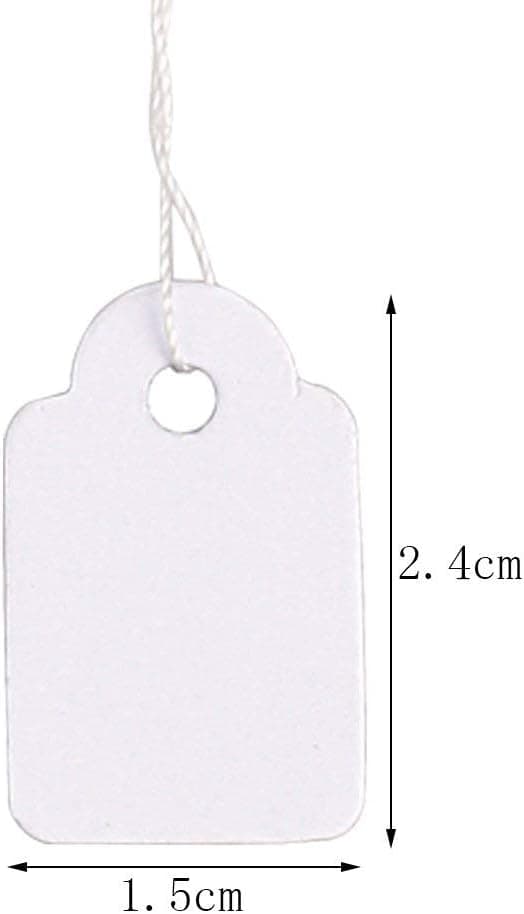 500 st smyckesprislappar, prislappar, vita lappar med snöre (23x14mm)