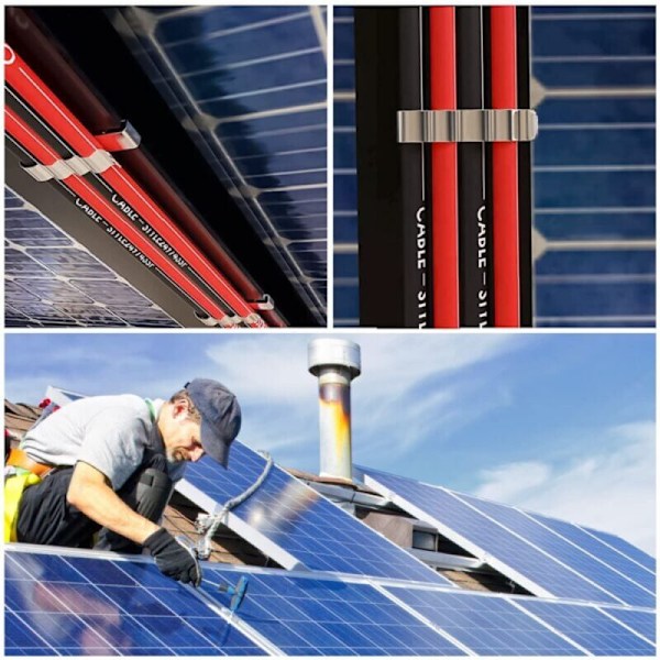 (50 stykker) Klemmer for tilhengerledning i rustfritt stål, fotovoltaiske kabelklemmer, tilhengerramme ledningstang, solcellemodul festestifter