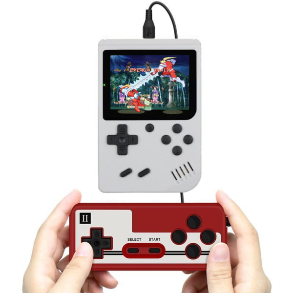 All-in-One Handheld Spelkonsol för Två Spelare med 400 Retrospel, Underhållningskonsol för Alla Åldrar, Barnpresent, Rabatt Klassisk Handhållen