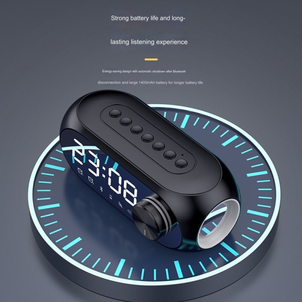 Herätyskellokaiutin unisex monitoiminen Bluetooth-kaiutin S8 langaton peilikello pieni audiosubwoofer kortti Bluetooth-kaiutin（S8 musta）