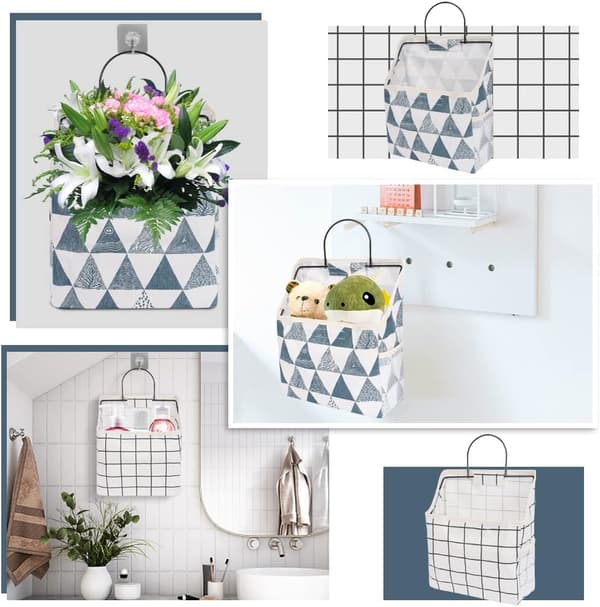 2-pack över dörr hängande arrangör - Fällbar linnevägg arrangör Vattentät hängande korg förvaringsväska för barnrum Badrum Sovrum