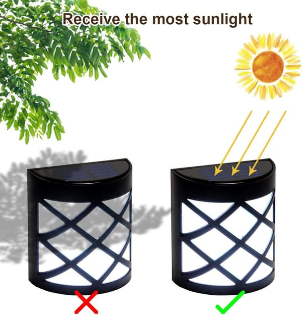 Solcelle gjerdelys, 3-pak solcelle vegglys, vanntett 6 LED solcelle dekklys