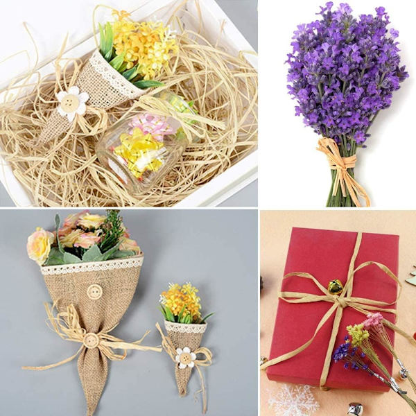 Naturlig Papir Raffia Bånd Raffia Spole 200m pr. Rolle til Håndværk, Gaveindpakning, DIY Dekoration Gaver DIY Vævning og Havearbejde