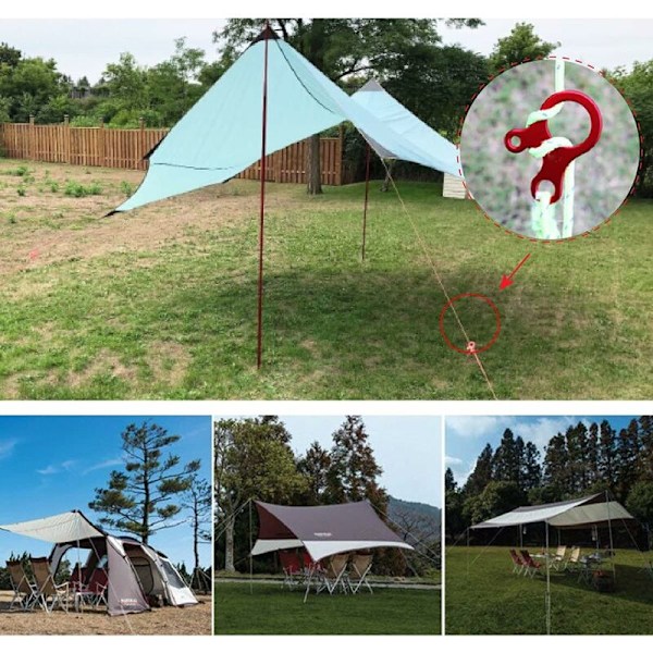 12 stk. bardunstrammere for camping, i lett aluminiumslegering, justering av bardun for telt, vandring og fotturer
