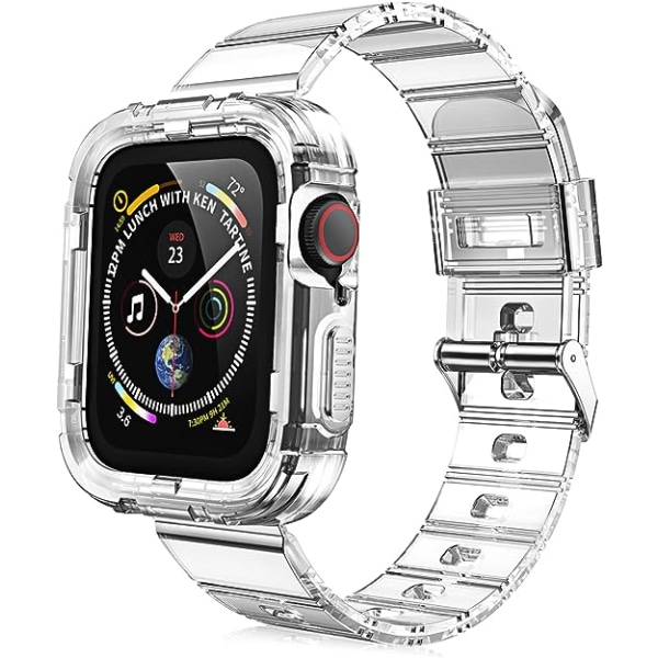 Gjennomsiktig, kompatibel med Apple Watch-bånd 45 mm 44 mm 42 mm, erstatningsbånd for å feste Apple Watch-rem for iWatch Series SE/8/7/6/5/4/3/