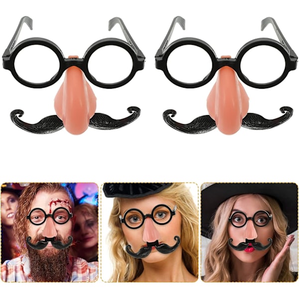 Skæg Ornamenter 2stk Halloween Simuleret Skæg Prop Cosplay Maskerade Fest Sjov Glas Halloween Prank Legetøj Halloween Tilbehør (Sort) Julegaver