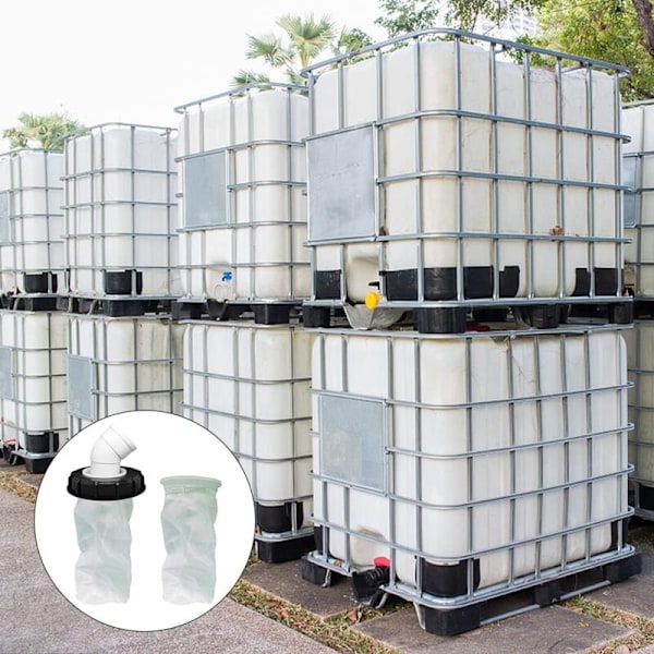 IBC-kannen suodatin 45°, 163 mm nailoninen sadevesisuodatin, pestävä kannella IBC-sadevesisäiliöön DN 150