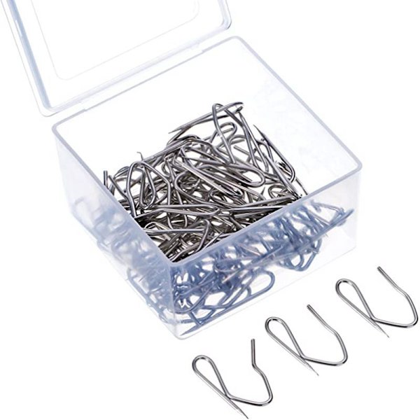 Metallgardiner, 58 st, Gardinupphängningskrokar i rostfritt stål, Nålformade krokar för fönstergardiner, duschdraperier, dörrgardiner, silver (3,3 cm x 2,5 cm)