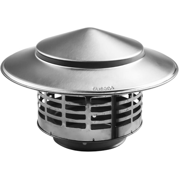 Pålitelig pipehatt i rustfritt stål for luftkanal, takhette for peis (75 mm)