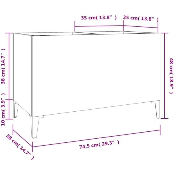 Betongråt diskkabinet 74,5x38x48 cm konstrueret træ
