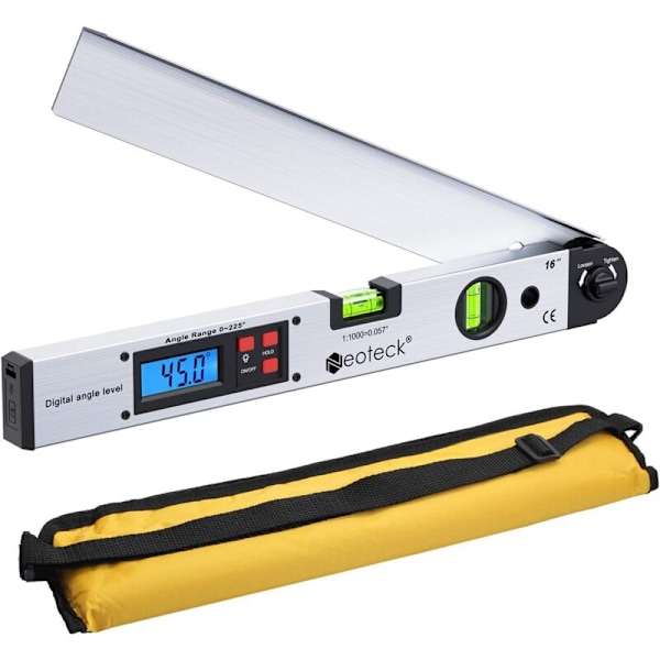 400mm/16 tommer 0-225° Digital Goniometer Digital Horisontal Vinkelmåler LCD Bakgrunnsbelysning Horisontal Gradskive
