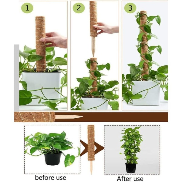 2 stk. plantestok, kokosstok, kokosstang, kokosstav til hjem og have, klatreplanter, planteunderstøttelse