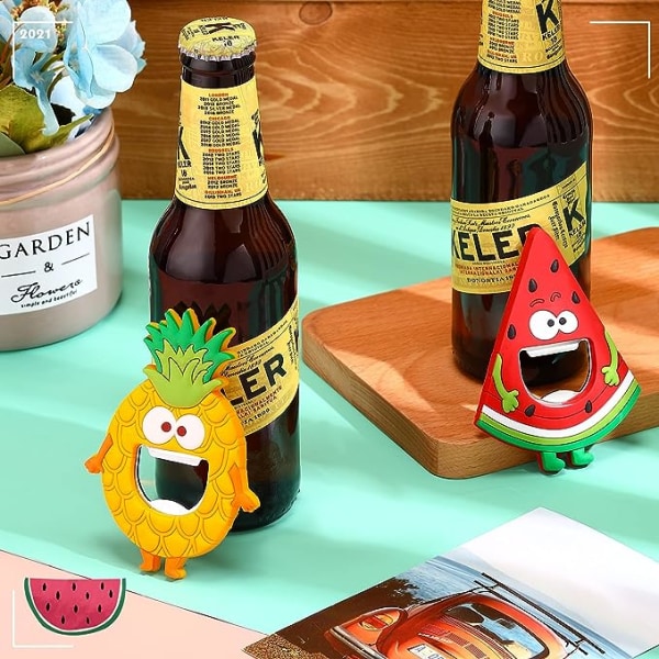 2 stk, Kjøleskap Magnet Flaskeåpner Metall Silikon Flaskeåpner Ananas Magnetisk Flaskeåpner Vannmelon Søt Tegneserie Flaskeåpner Magnetisk C