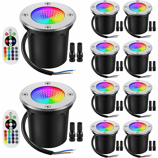 Lavspændings havelamper 10W RGBW hvid LED Varm Havelampe IP67 Udendørs Vandtæt 12V-24V Gulvlamper Gulvpakke 2