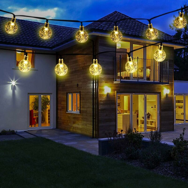 Solcellslingor, 7M 50 LED Utomhuslampa IP65 Vattentät Inomhus Utomhus med 8 lägen Dekorativ Sollampa för Trädgård, Uteplats, Terrass, Hem, Bröllop