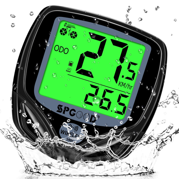 Trådløs cykelcomputer, IP54 vandtæt 19 funktioner med baggrundsbelyst display cykel speedometer, trådløs automatisk start/stop cykel speedometer