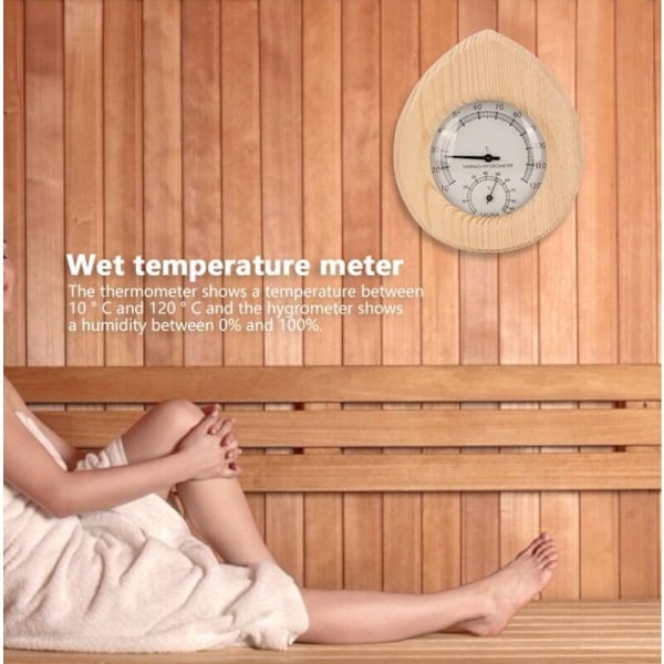 Bastutillbehör för temperatur och luftfuktighet i trähamam, massivt trä, vattendroppsform
