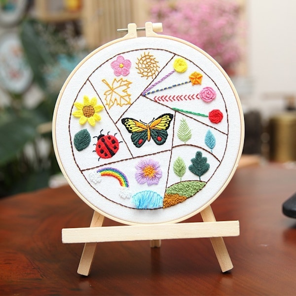 Broderisömnadssats för övning, broderimönster för nybörjare, broderisats för handbroderi för vuxna och barn (djur)