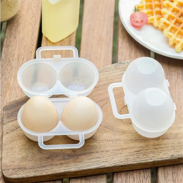 (Sett med 4) 2 Grid Egg Oppbevaringsboks, Bærbar Plast Egg Holder, Egg Oppbevaringsbeholder, Egg Box for Utendørs Camping, Eggbrett